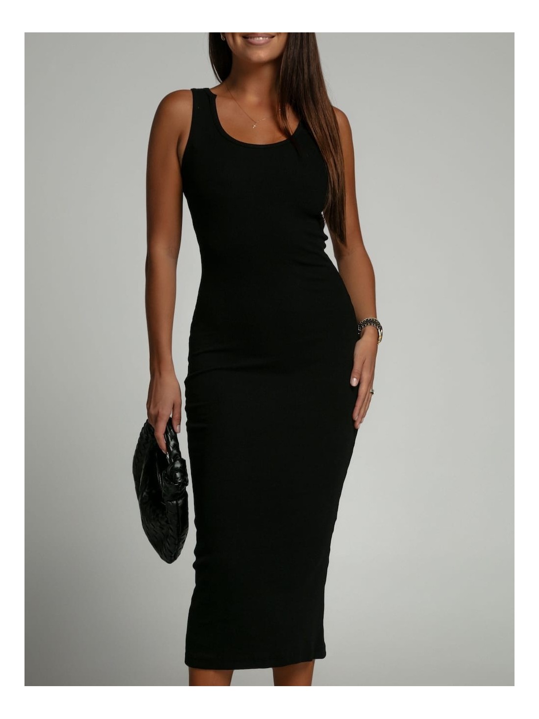 Fitted midi dress with straps - Black - Online store - Boutique